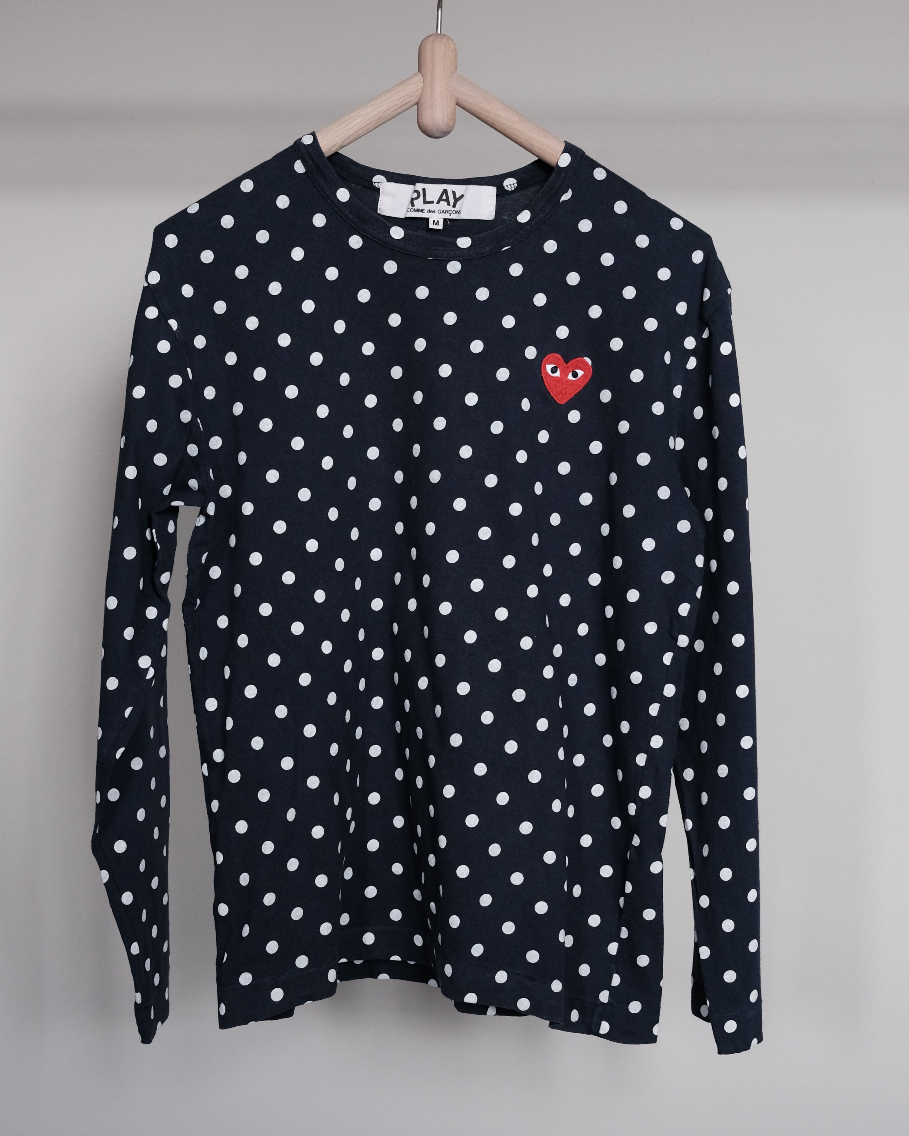 Logo embroidered dotted long sleeve t-shirt